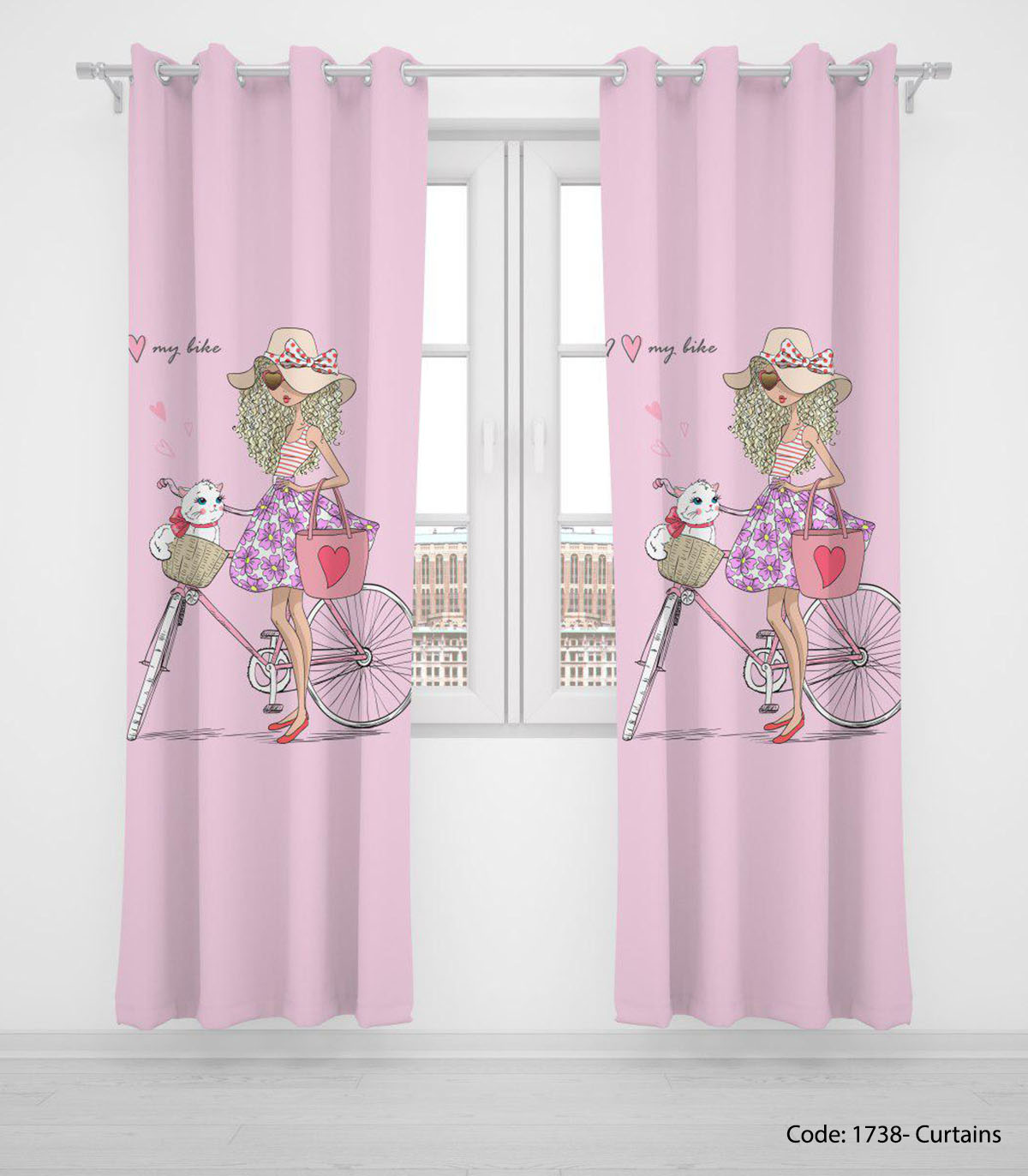 پرده پانچی دخترانه مدل BIKE