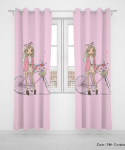 پرده پانچی دو تکه اتاق کودک مدل BICYCLE