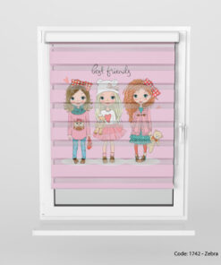 پرده زبرا اتاق کودک دخترانه مدل CUTE CAT