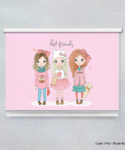 پرده شید بالارو اتاق کودک دخترانه مدل CUTE CAT