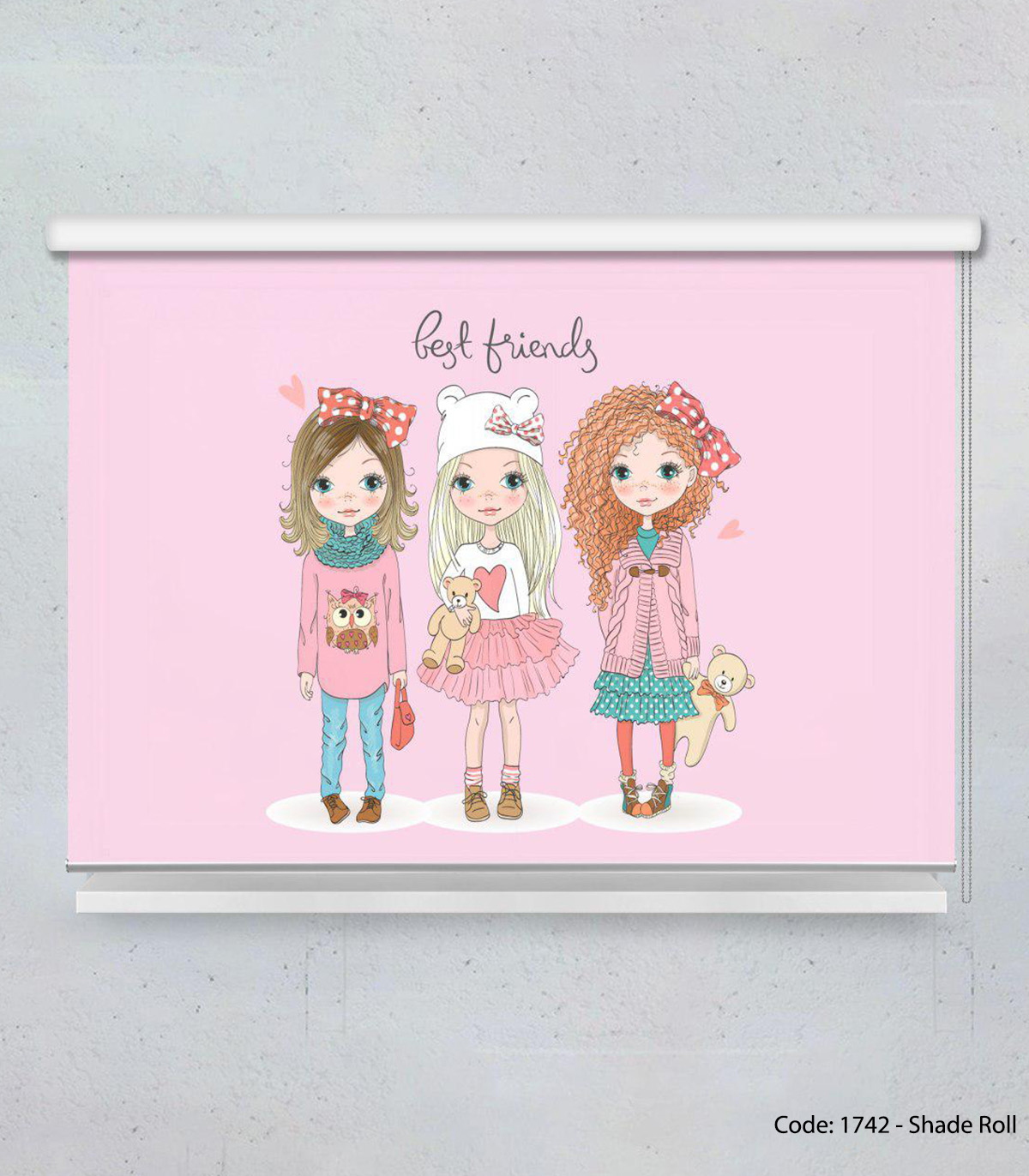 پرده شید بالارو اتاق کودک دخترانه مدل CUTE CAT