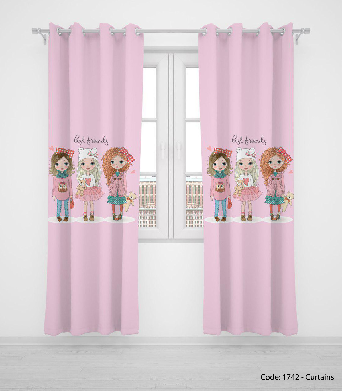 پرده پانچی اتاق کودک دخترانه مدل CUTE CAT