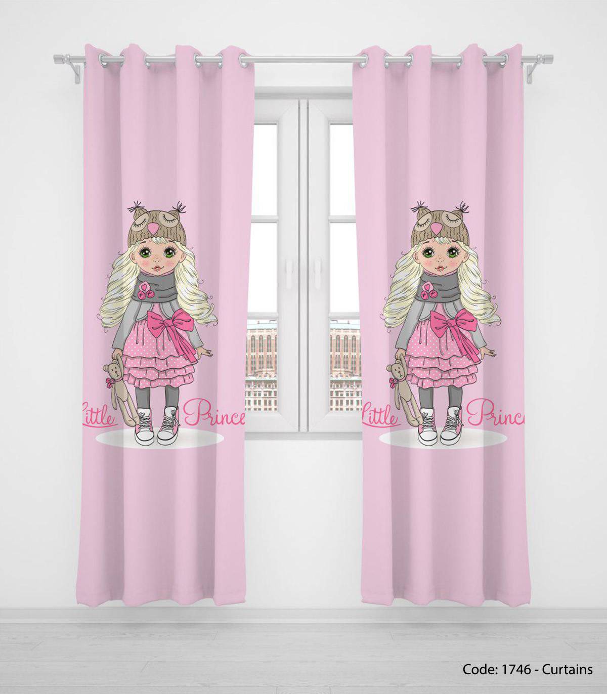 پرده پانچی صورتی دخترانه مدل DREAM 2