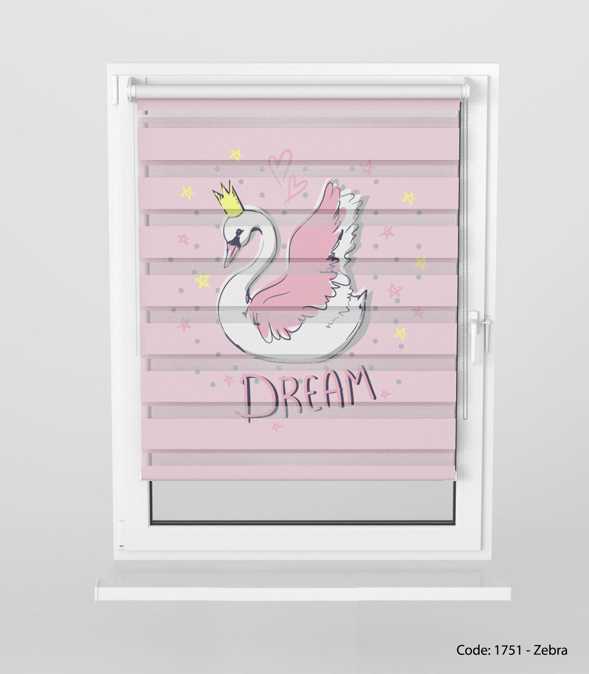 پرده زبرا دخترانه صورتی مدل DREAM3