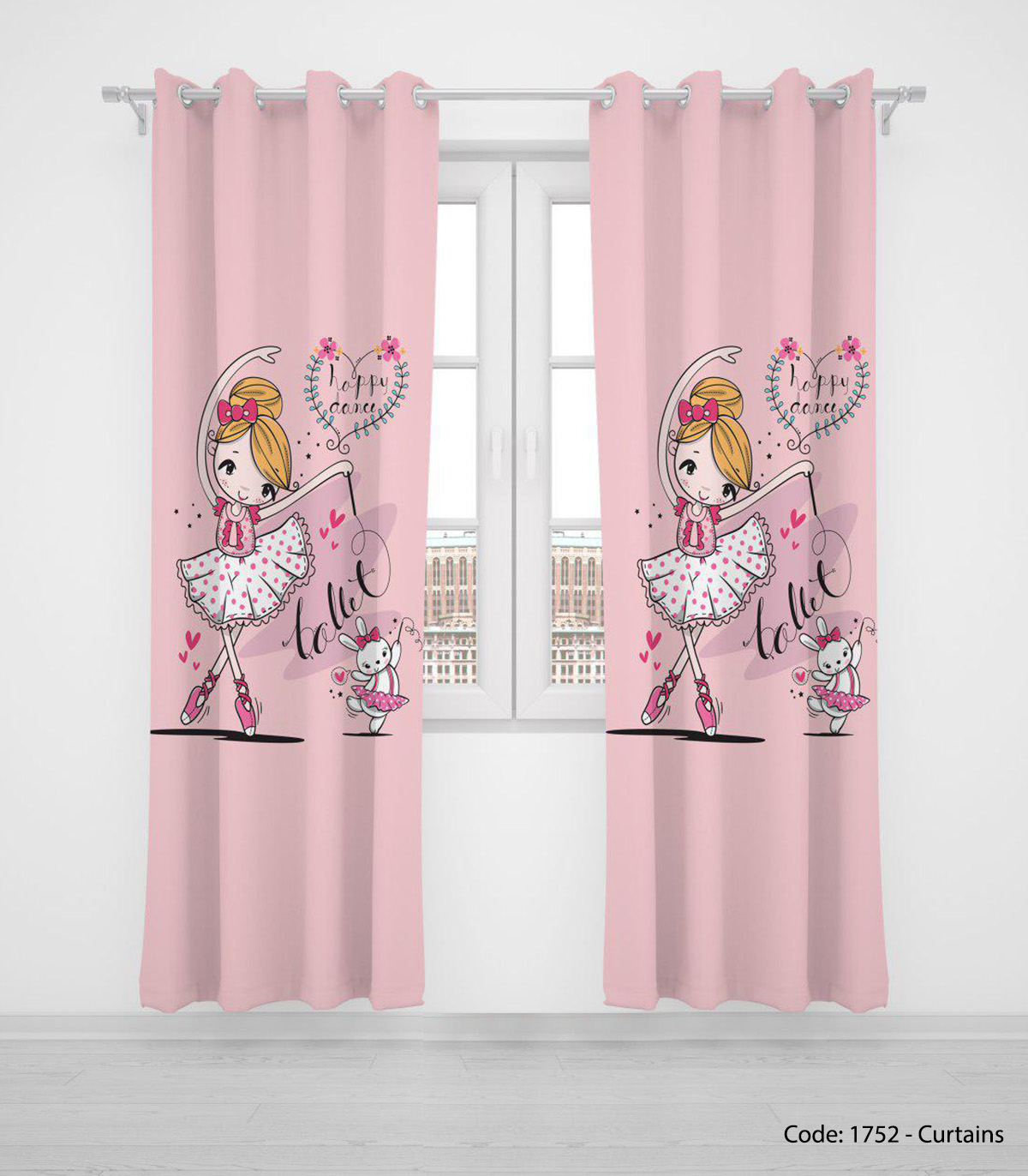 پرده پانچی دو تکه اتاق کودک مدل HAPPY DANCE