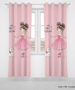 پرده پانچی صورتی دخترانه مدل LITTLE BALLESINA