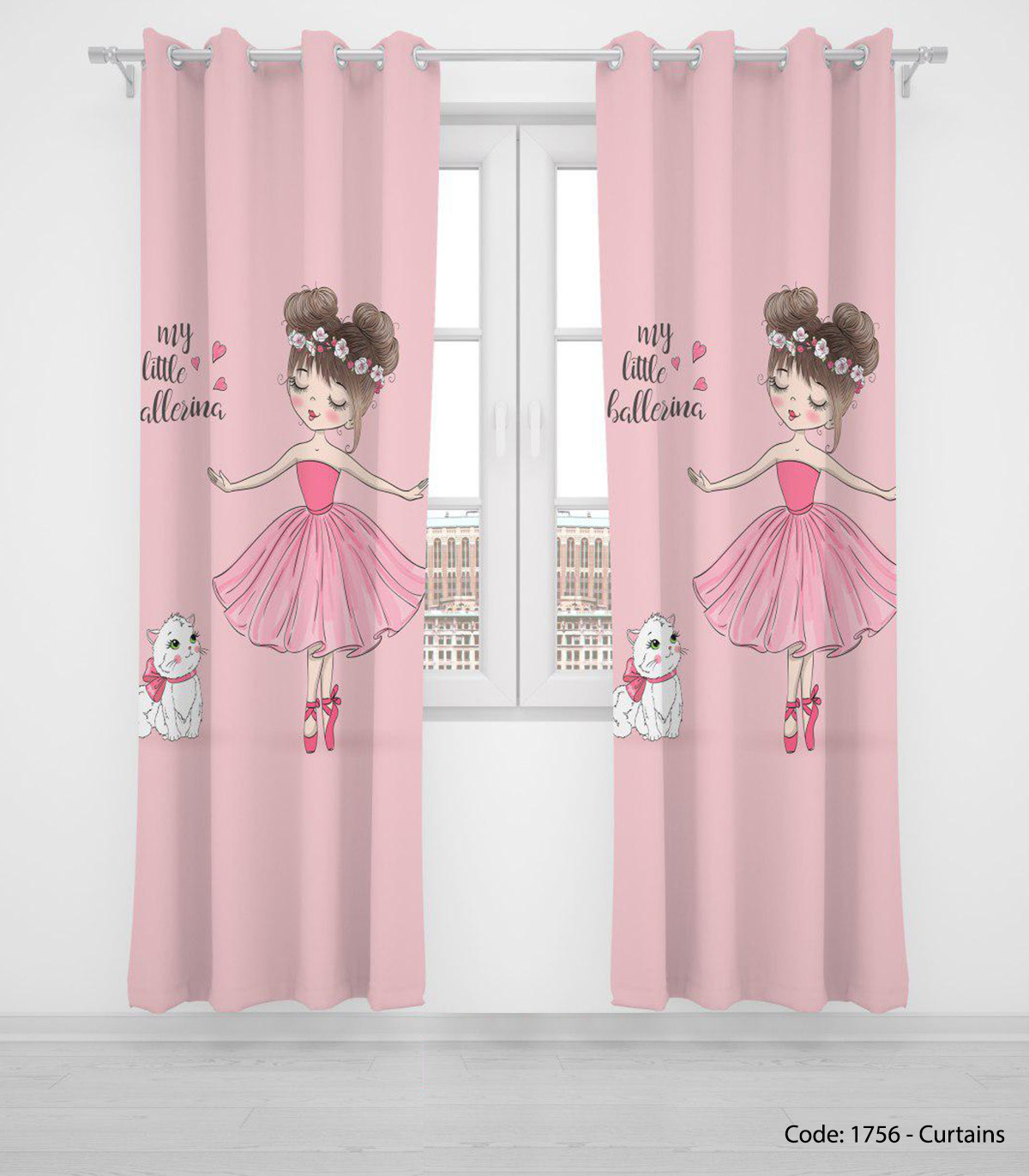 پرده پانچی صورتی دخترانه مدل LITTLE BALLESINA