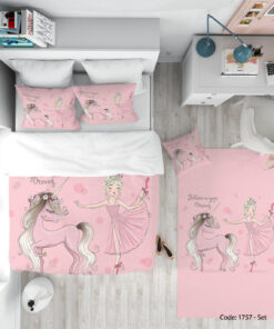 ست روتختی صورتی دخترانه مدل UNICORN