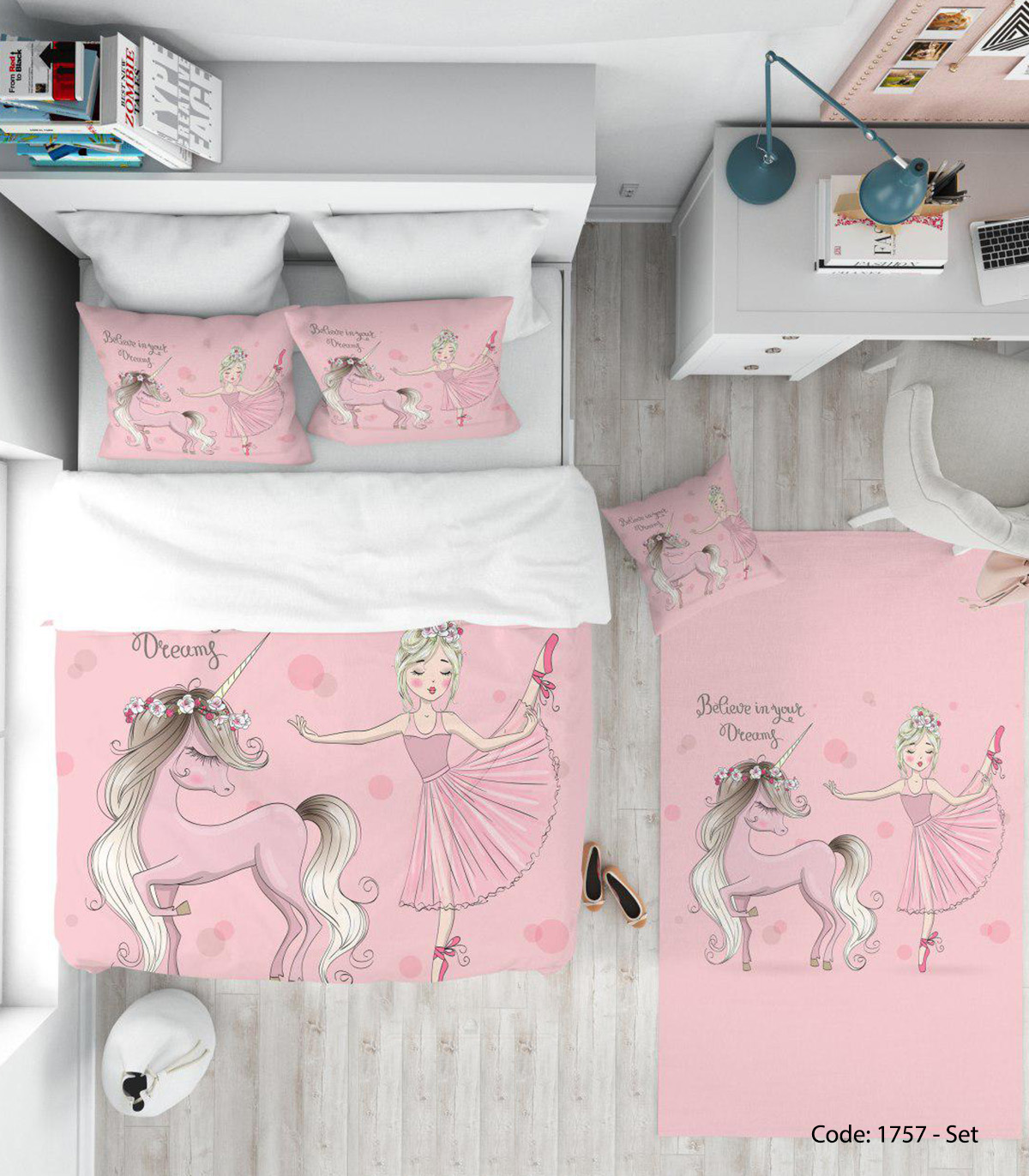 ست روتختی صورتی دخترانه مدل UNICORN