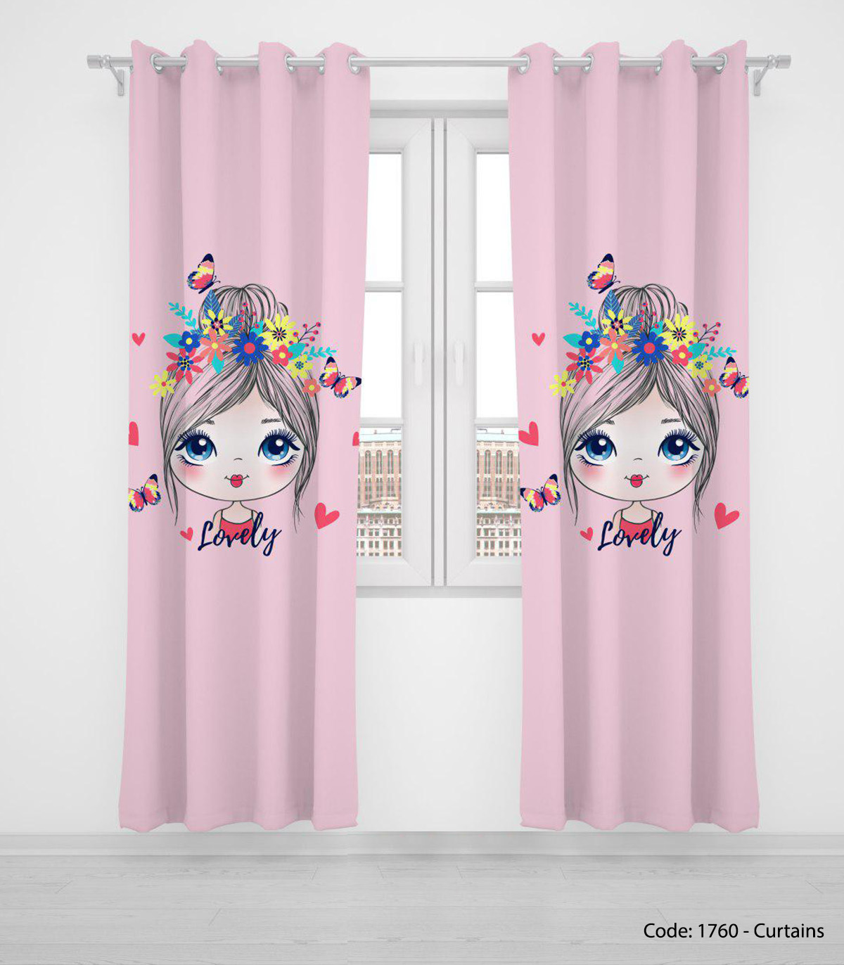 پرده پانچی دو تکه مناسب سیسمونی مدل LOVELY GIRL