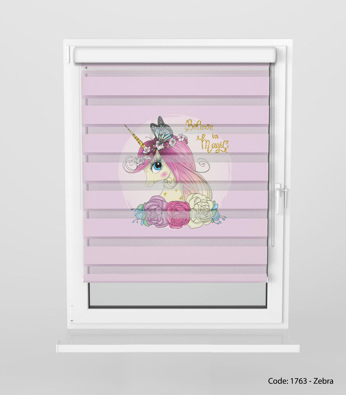 پرده زبرا دخترانه تک شاخ