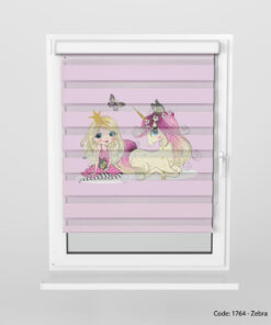 پرده زبرا دخترانه صورتی یونیکورن