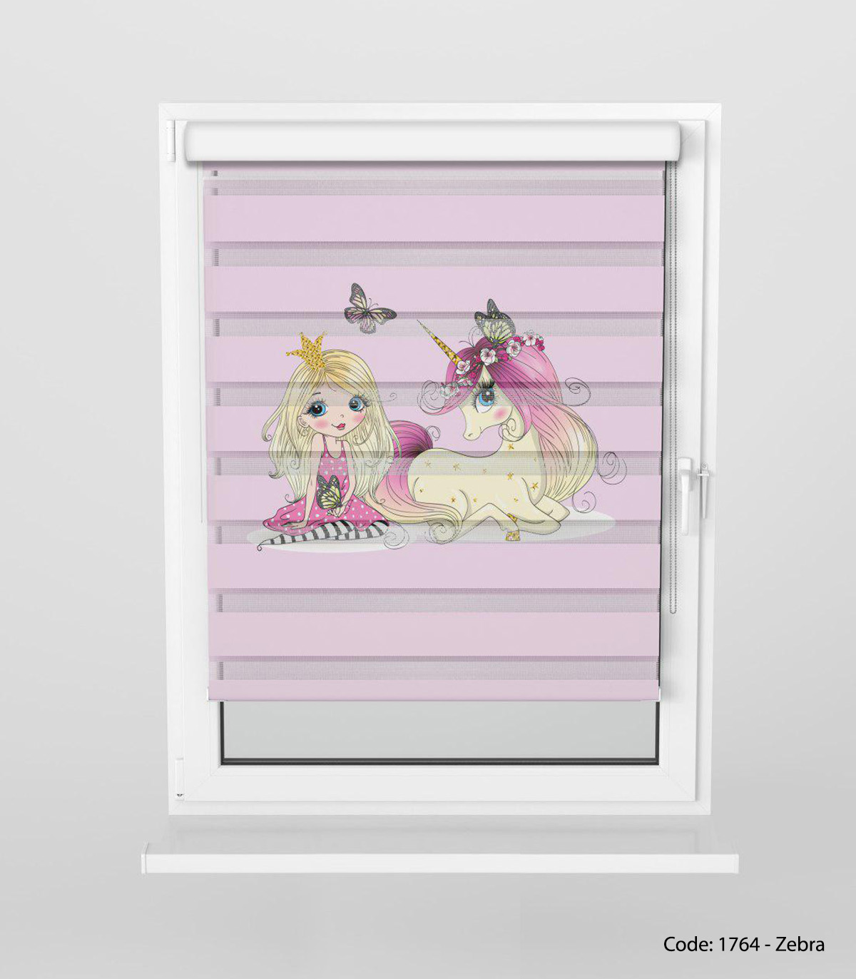 پرده زبرا دخترانه صورتی یونیکورن