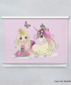 پرده شید بالارو دخترانه صورتی یونیکورن
