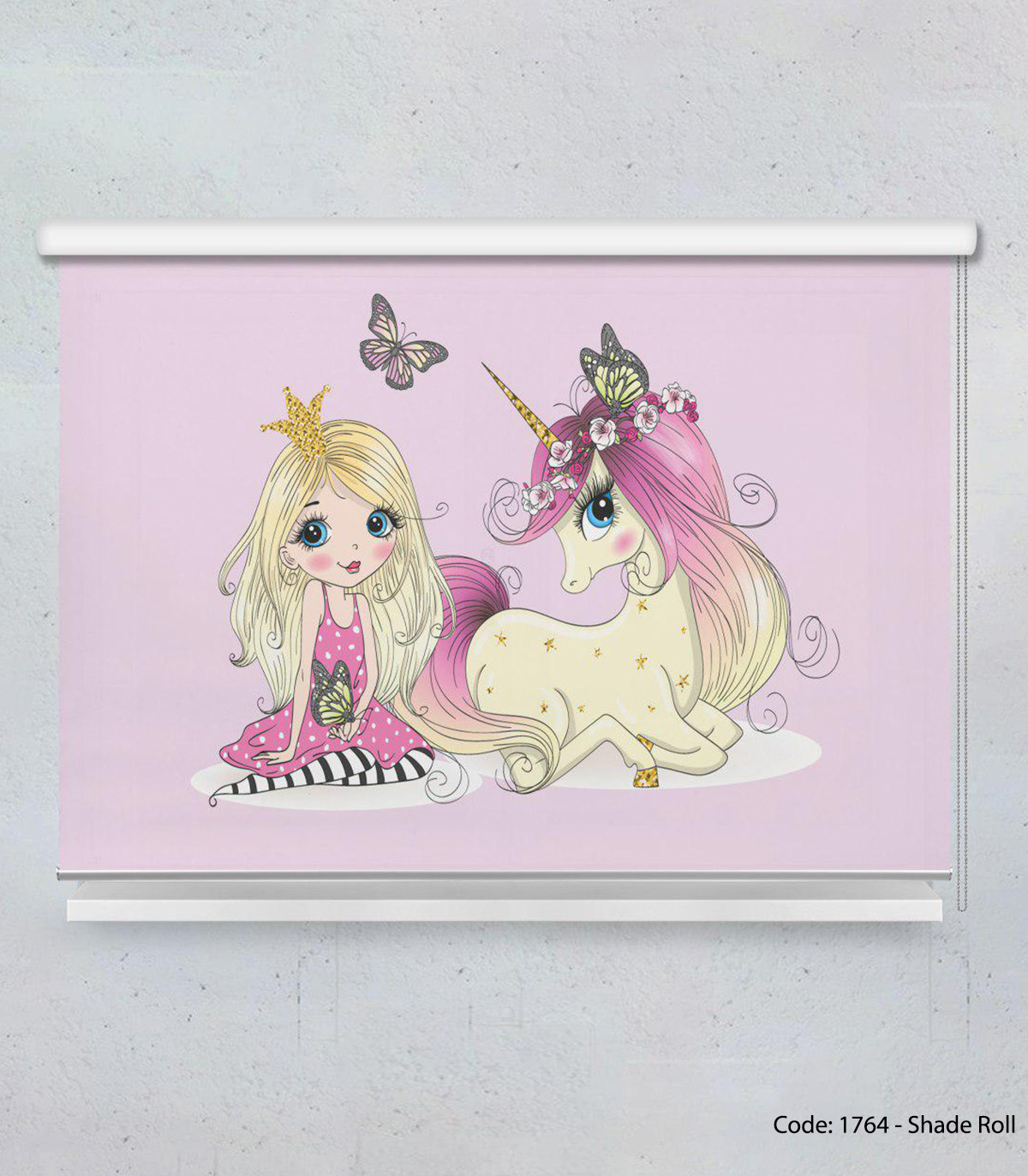 پرده شید بالارو دخترانه صورتی یونیکورن