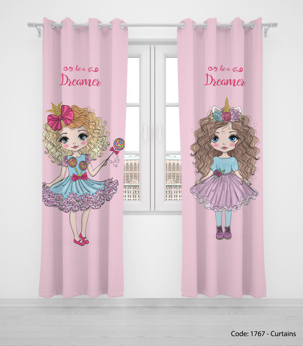 پرده پانچی دو تکه مناسب سیسمونی مدل CANDY