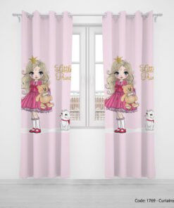 پرده دو تکه پانچی اتاق کودک مدل BEAR AND CAT