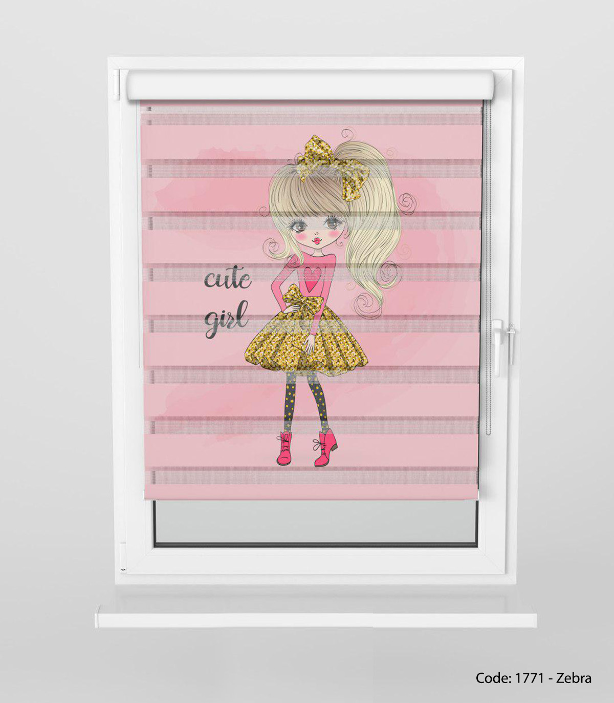 پرده زبرا دخترانه مدل CUTE GIRL