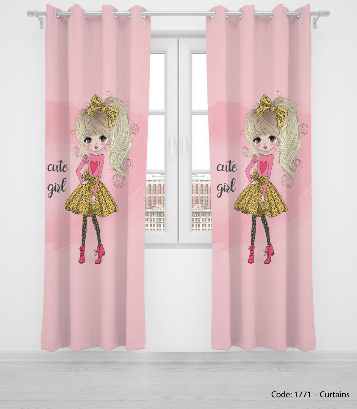 پرده پانچی دخترانه مدل CUTE GIRL