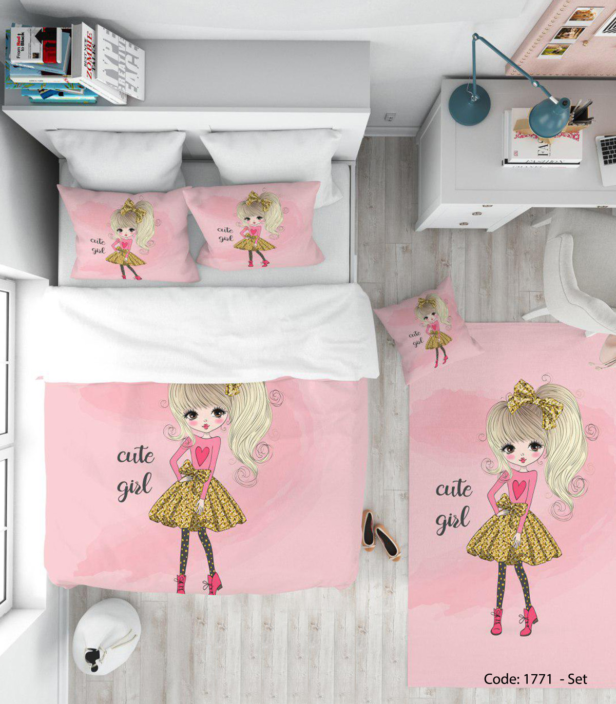 ست روتختی و ملحفه دخترانه مدل CUTE GIRL