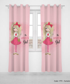 پرده دو تکه پانچی سیسمونی مدل AMAZING GIRL