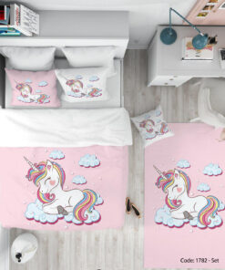 روتختی و ملحفه چاپی اتاق کودک مدل اسب تک شاخ