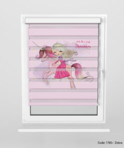 پرده زبرا صورتی دخترانه مدل HORSEMAN