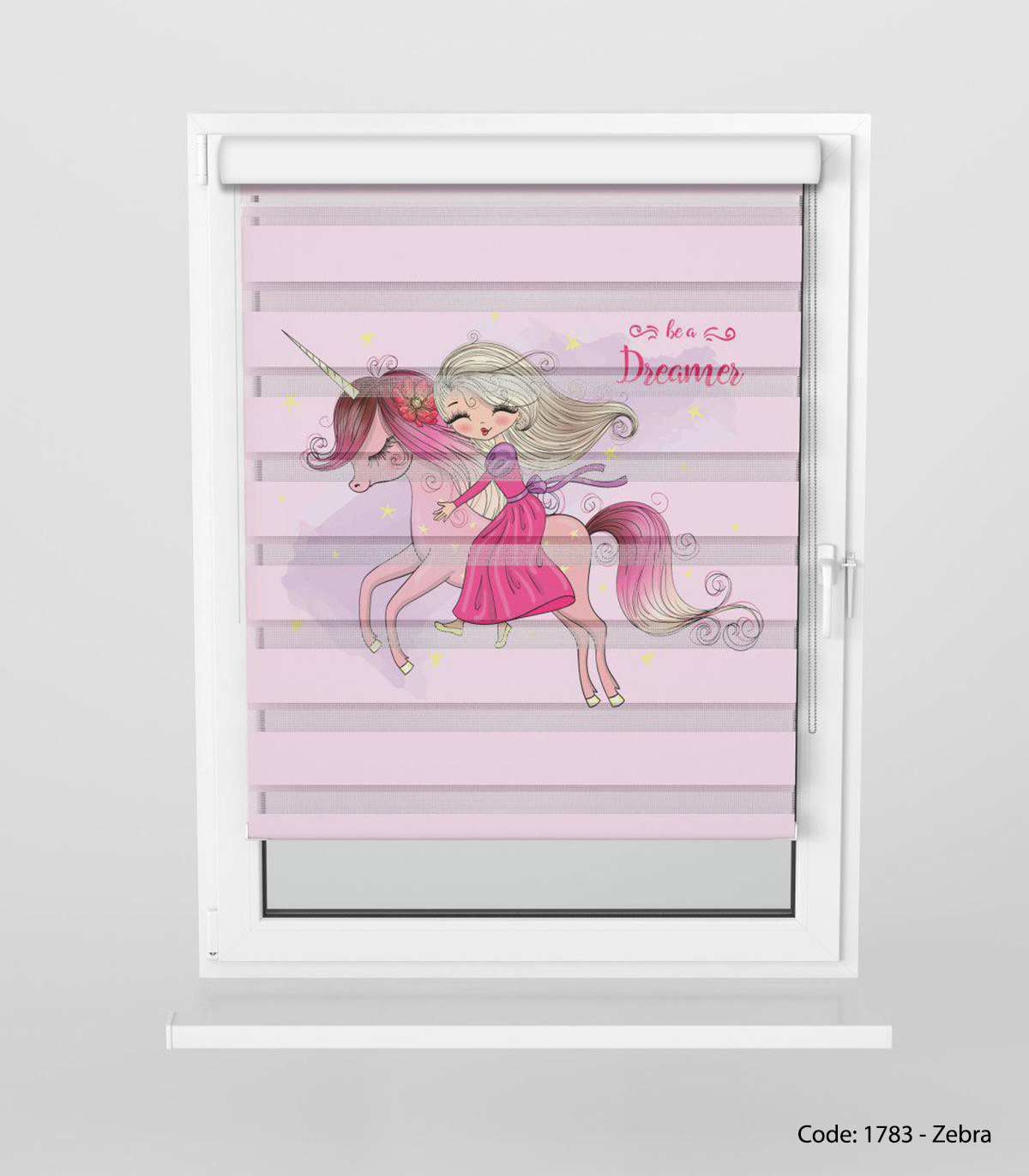 پرده زبرا صورتی دخترانه مدل HORSEMAN