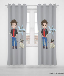 پرده پانچی دو تکه پسرانه مدل BEST FRINDS