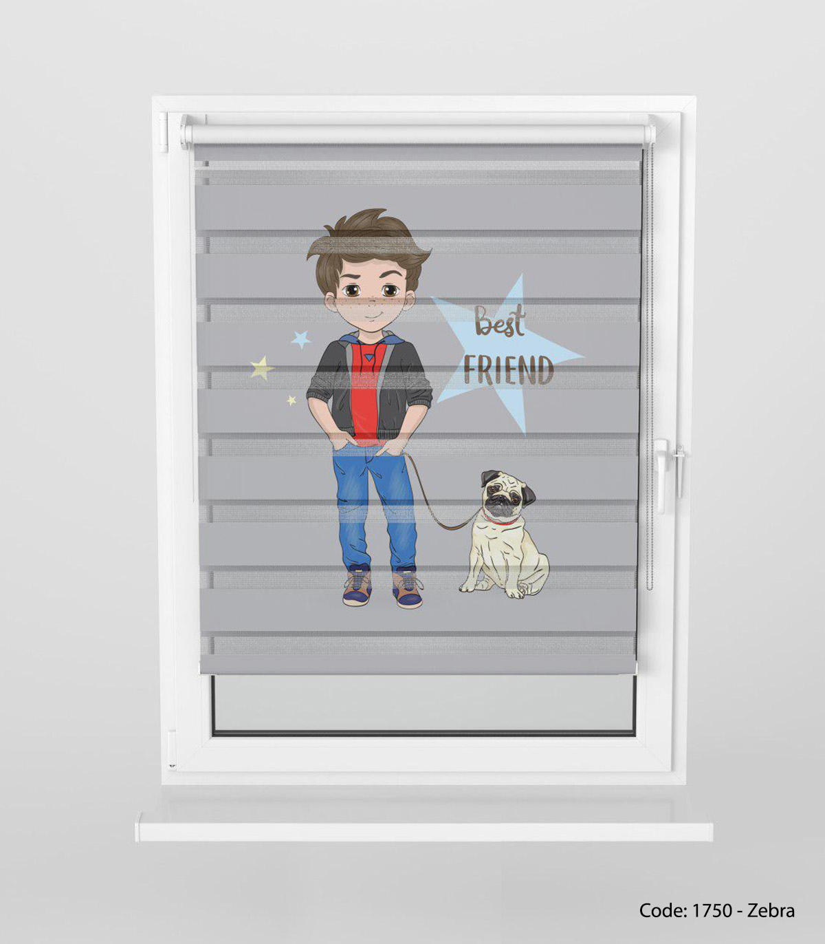 پرده زبرا پسرانه مدل BEST FRINDS