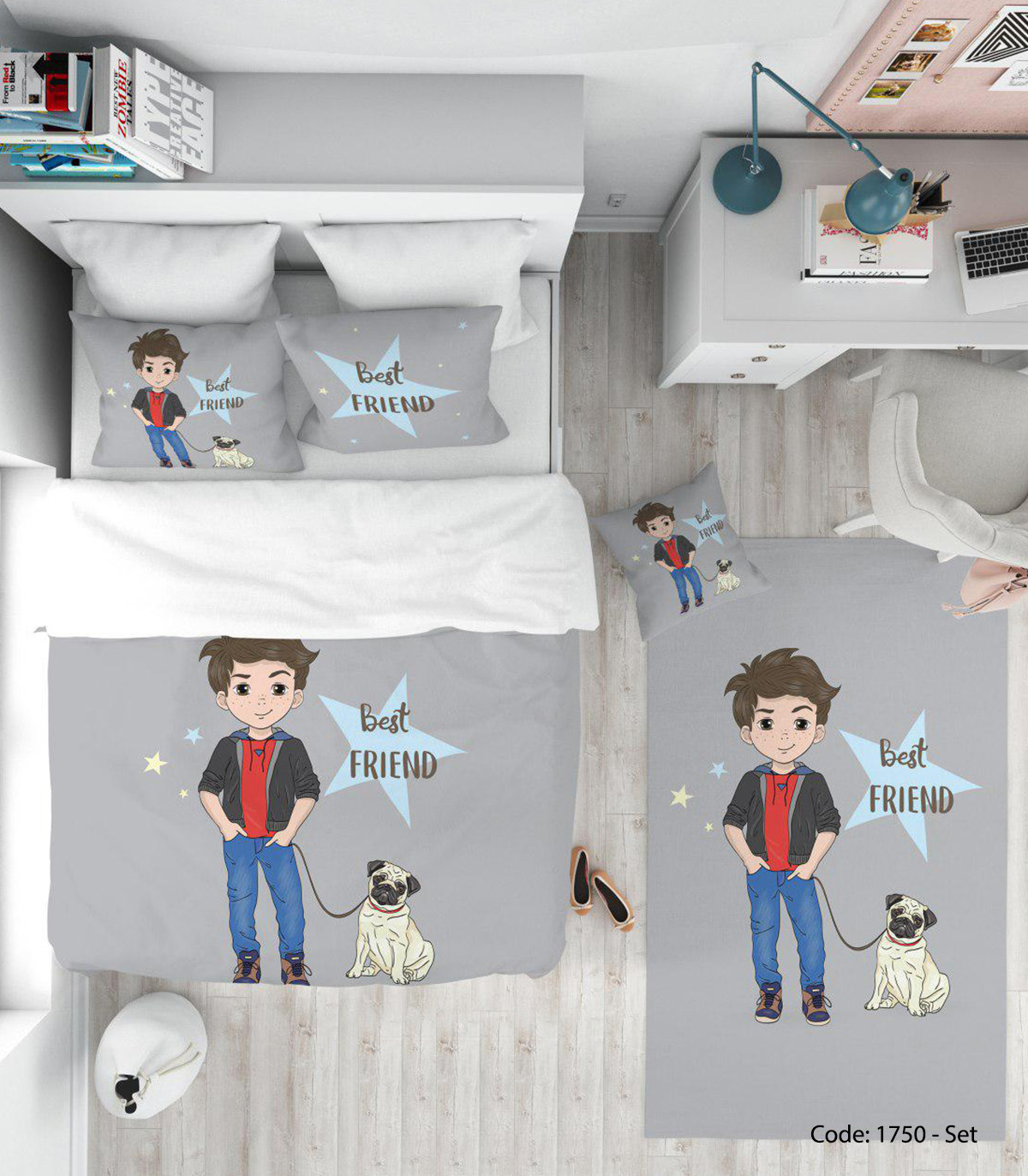 روتختی و ملحفه پسرانه مدل BEST FRINDS