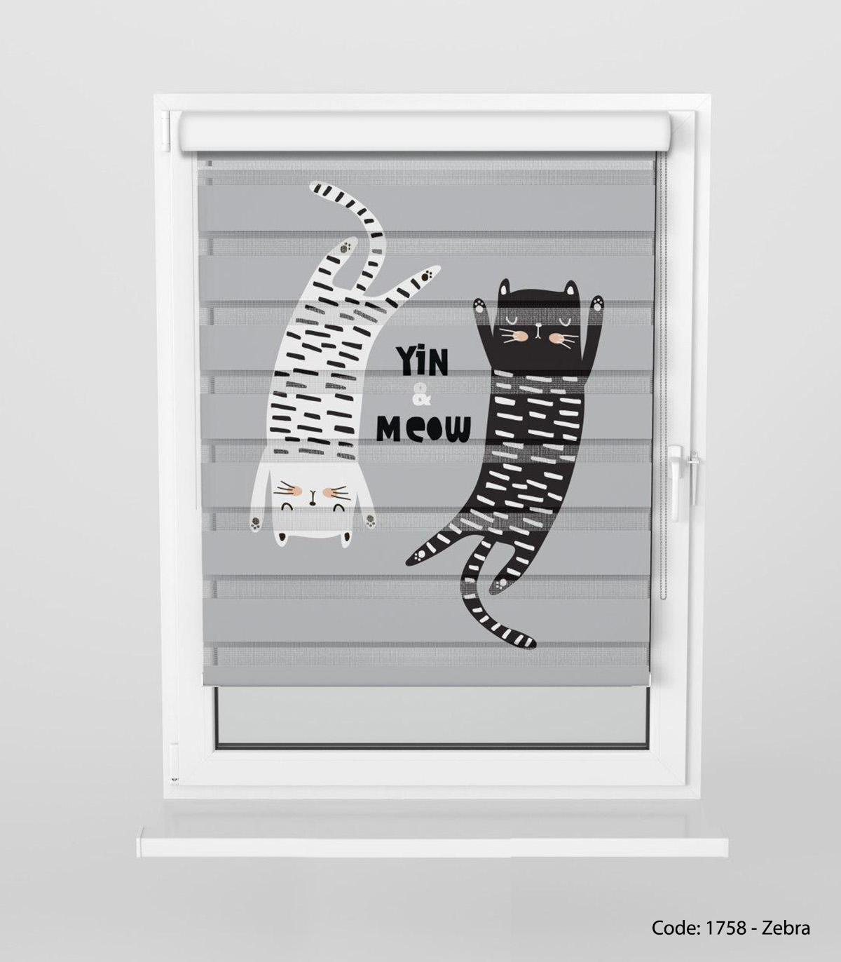 پرده زبرا دخترانه و پسرانه مدل YIN AND MEOW