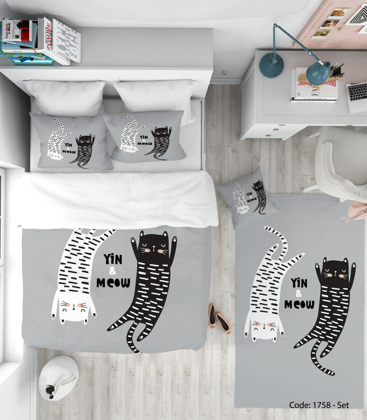 روتختی دخترانه و پسرانه مدل YIN AND MEOW