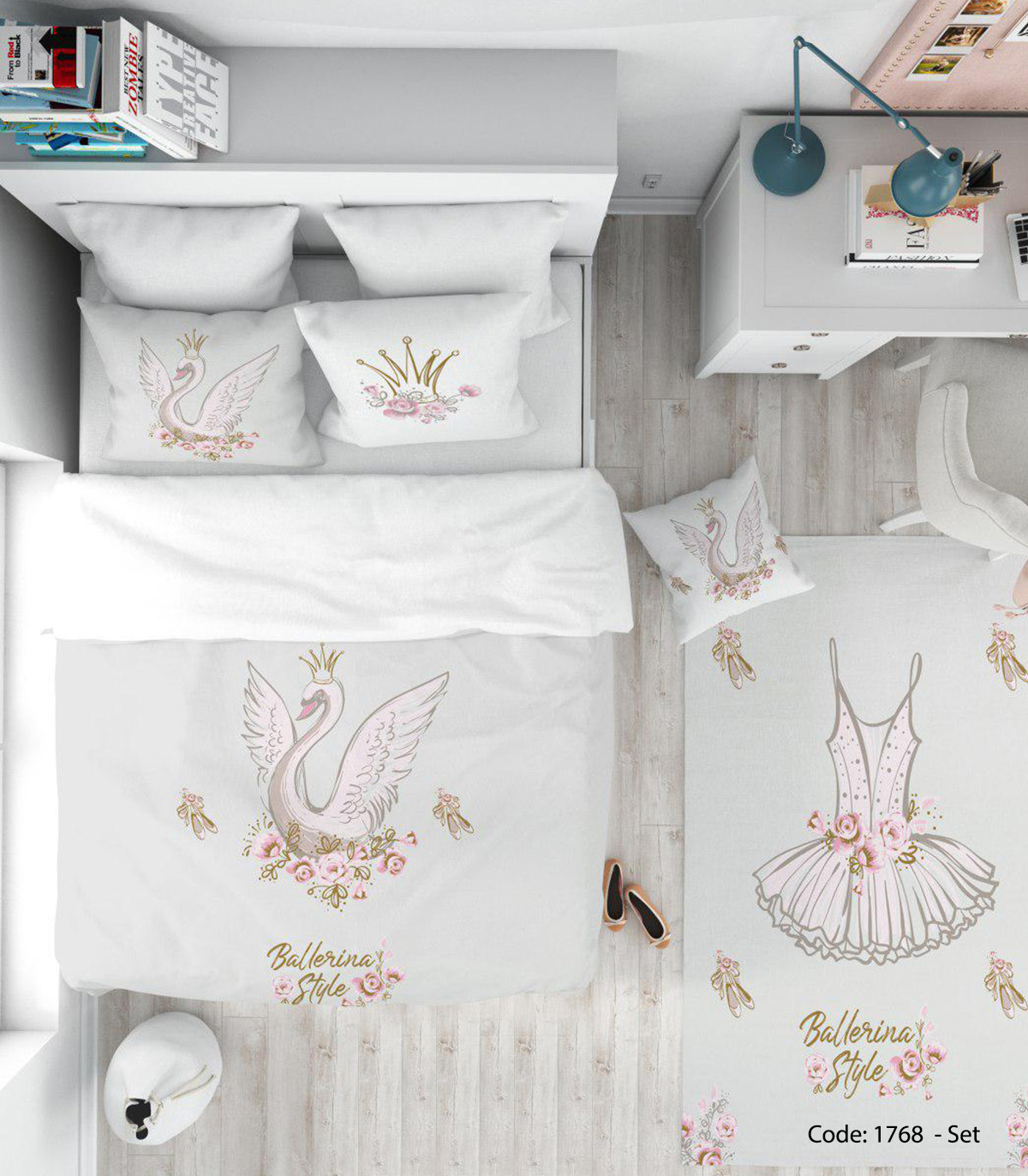 روتختی و ملحفه چاپی اتاق کودک مدل BALLERNA STYLE