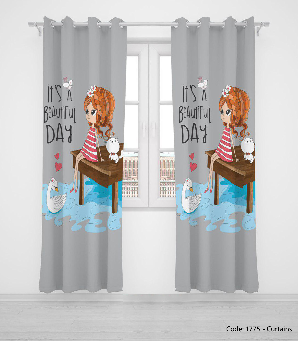 پرده پانچی دخترانه مدل BEAUTIFUL