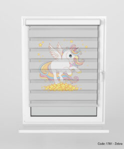 پرده زبرا اتاق کودک تک شاخ ستاره باران