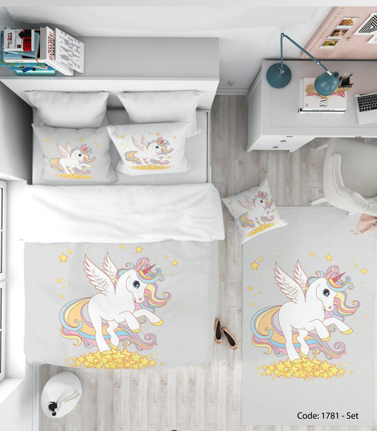 سرویس روتختی اتاق کودک تک شاخ ستاره باران