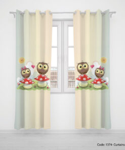 پرده پانچی اتاق کودک مدل OWL AND MUSHROOM