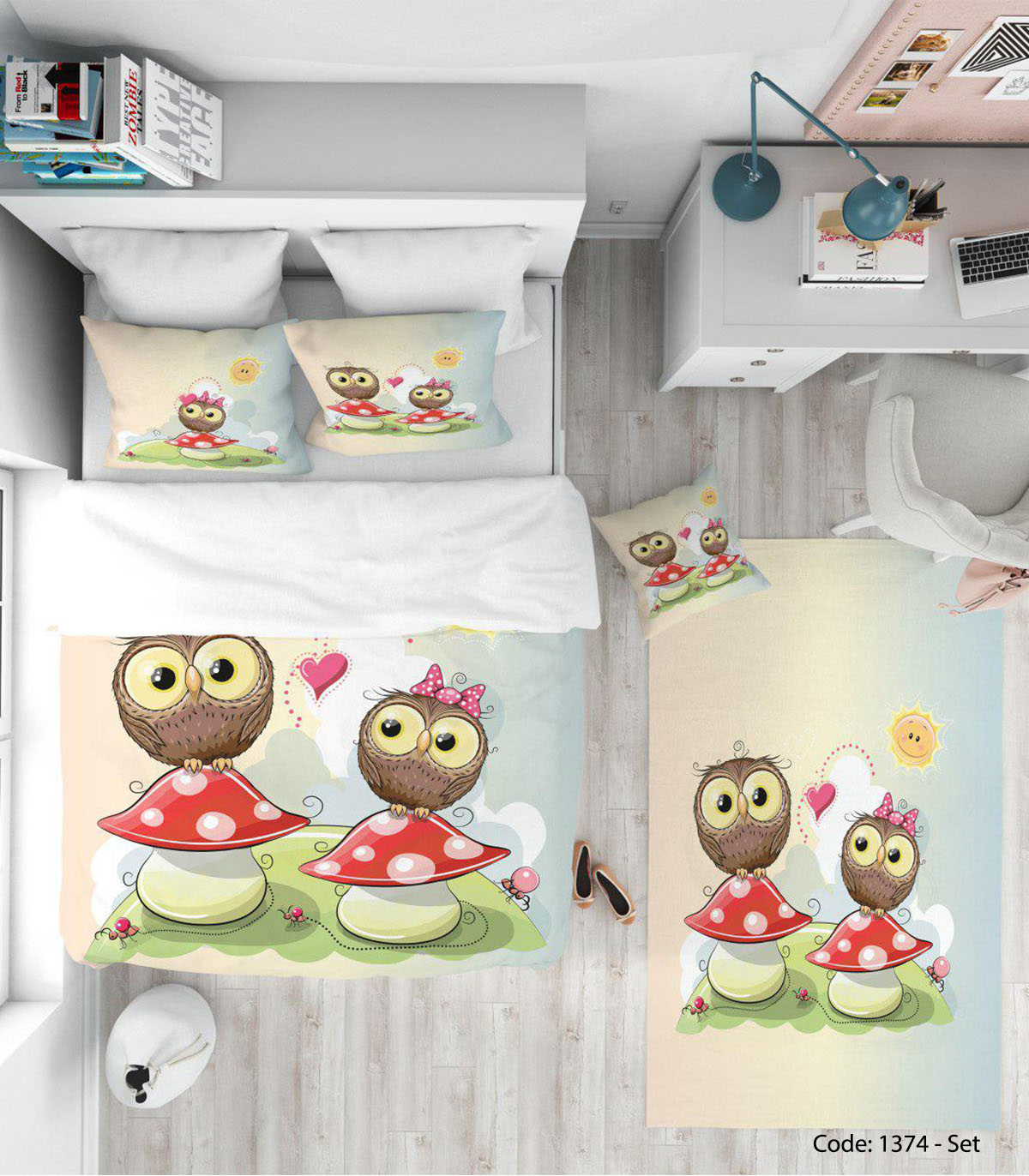 روتختی اتاق کودک مدل OWL AND MUSHROOM