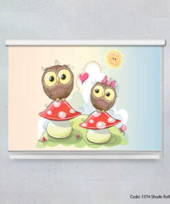 پرده شیدرول اتاق کودک مدل OWL AND MUSHROOM