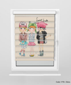 پرده زبرا دخترانه مناسب اتاق نوجوان مدل FOREVER FRIENDS