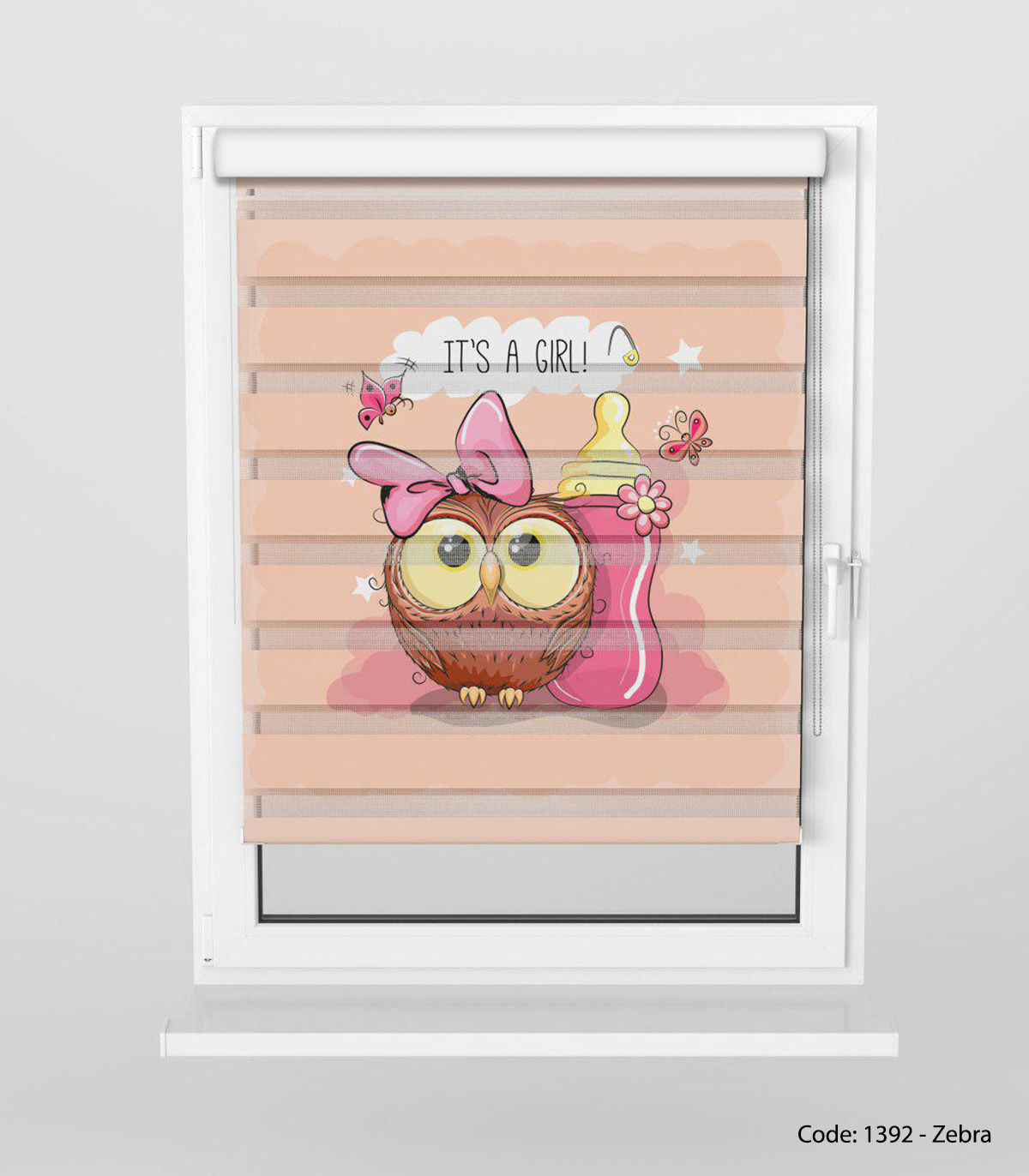 پرده زبرا گلبهی دخترانه مدل ITS A GIRL