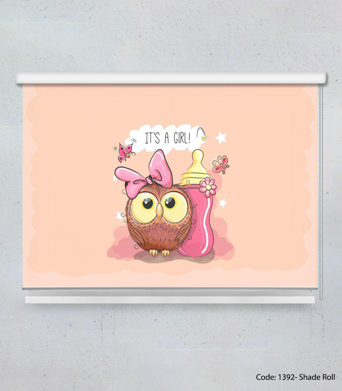 پرده شیدرول گلبهی دخترانه مدل ITS A GIRL