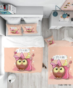 سرویس روتختی و ملحفه گلبهی دخترانه مدل ITS A GIRL
