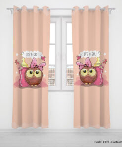 پرده پانچی دو تکه گلبهی دخترانه مدل ITS A GIRL