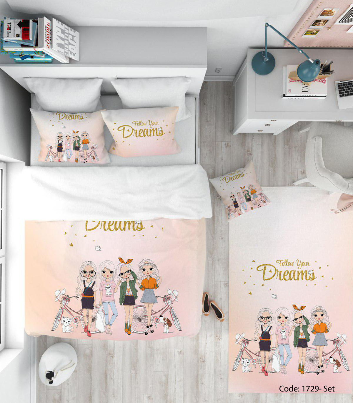 سرویس روتختی و ملحفه اتاق نوجوان مدل 4GIRLS