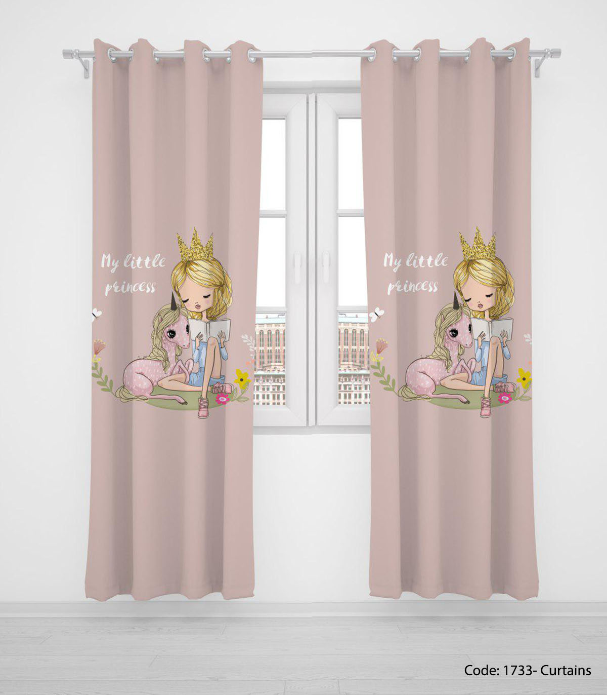 پرده دو تکه پانچی دخترانه مدل BOOK