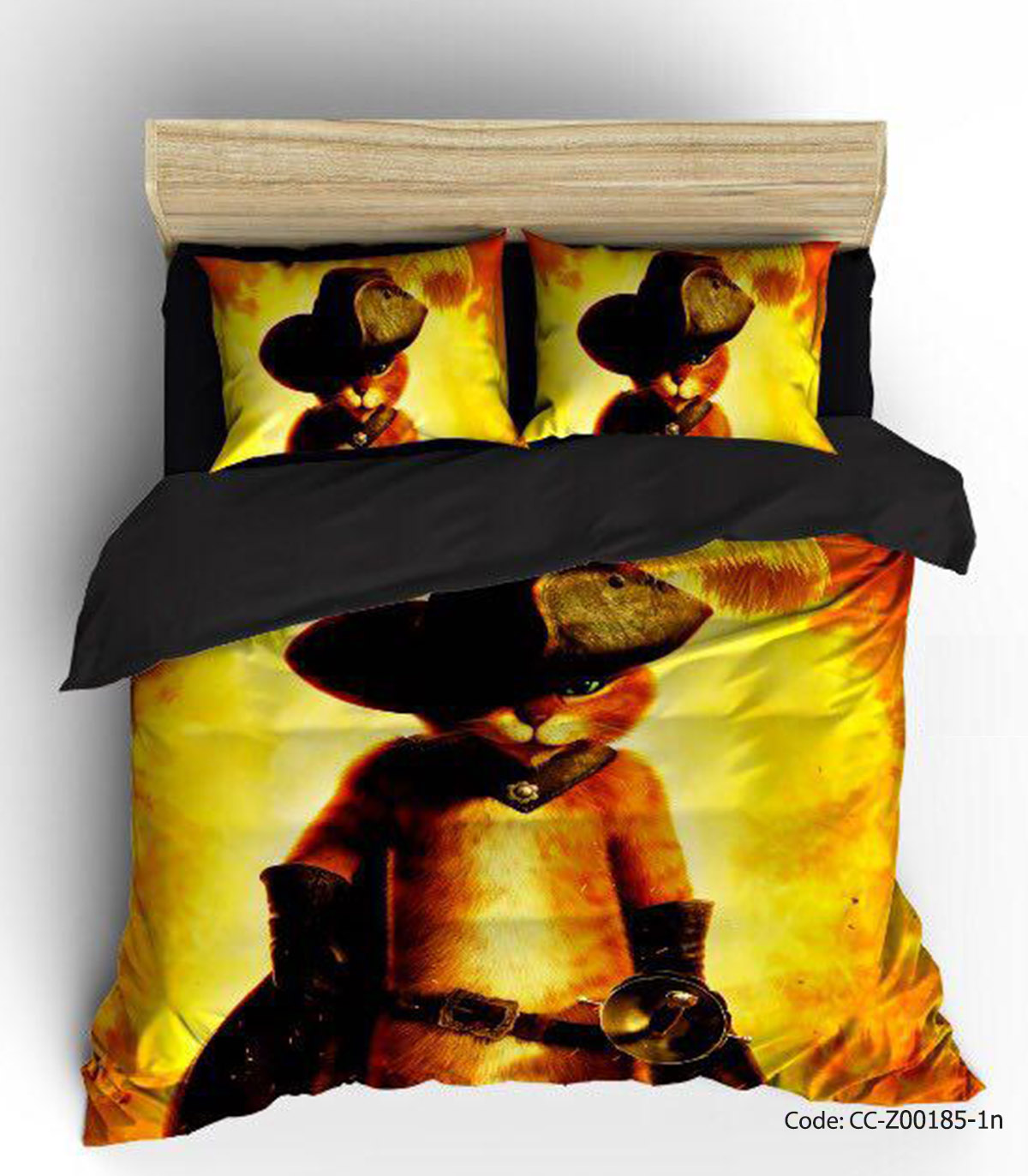 سرویس روتختی و ملحفه کشدار مدل گربه چکمه پوش