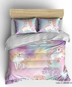 ست روتختی و ملحفه کشدار دخترانه مدل یونیکورن