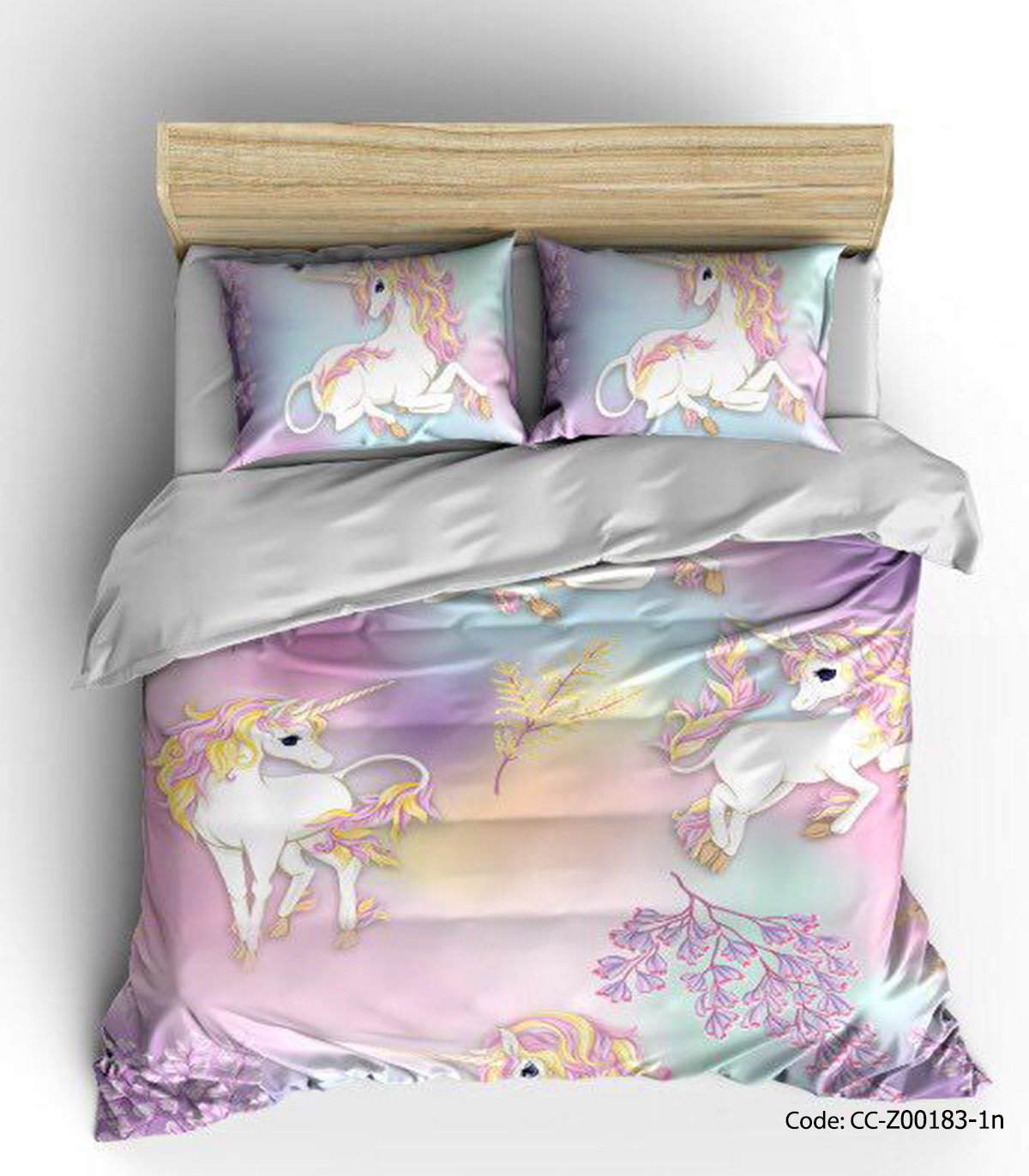ست روتختی و ملحفه کشدار دخترانه مدل یونیکورن